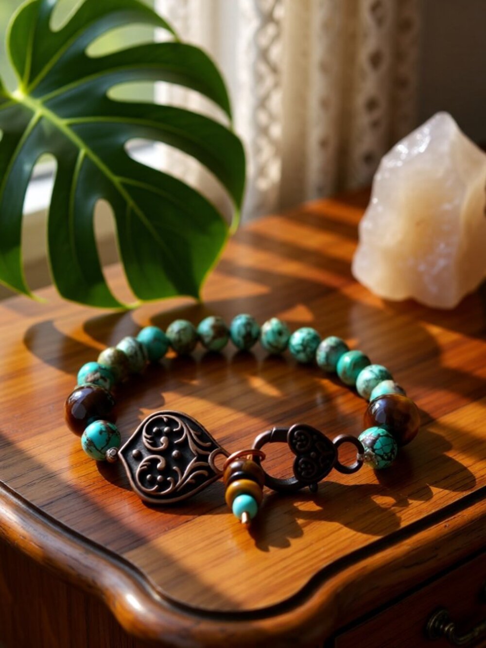 Gorgeous OOAK Stretch Bracelet w. Oversized Clasp ~ Boho Chic Southwestern Beach